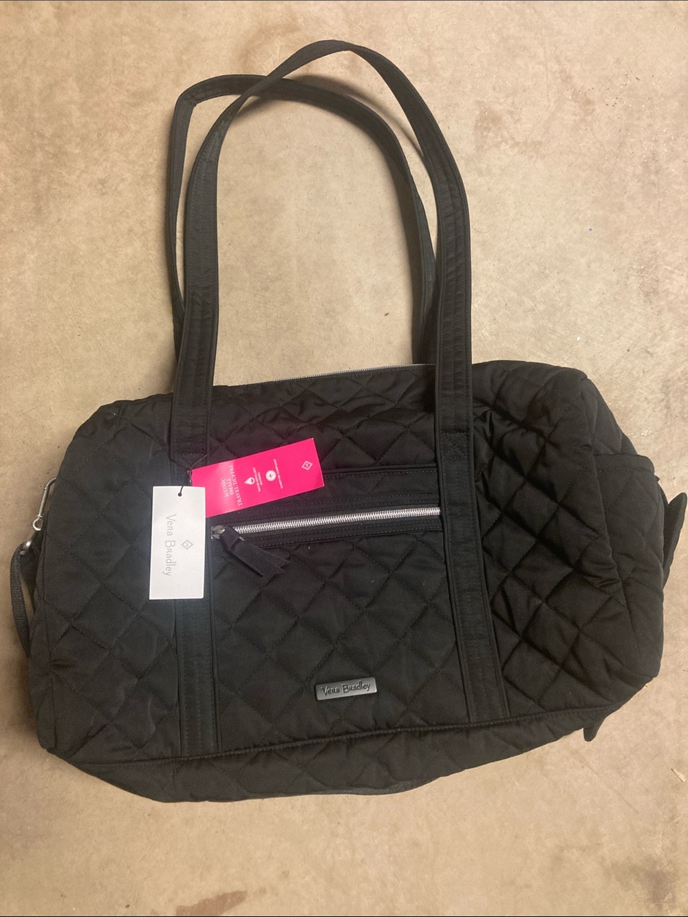 Vera Bradley Black Quilted Iconic Small Travel Duffel NWT